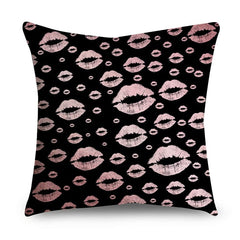 Rose Gold Polyester Pillow Cover with Black Gold Design