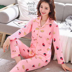 Cute Women's Long Sleeve Pajama Set for Home Wear