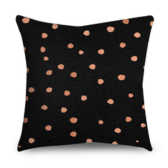 Rose Gold Polyester Pillow Cover with Black Gold Design