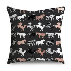 Rose Gold Polyester Pillow Cover with Black Gold Design
