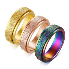 Rotatable Women's Stainless Steel Ring in Gold & Rose Gold