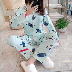 Cute Women's Long Sleeve Pajama Set for Home Wear