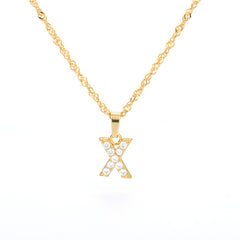 Wholesale Gold Zircon Letter Pendant Necklace 18K Chain