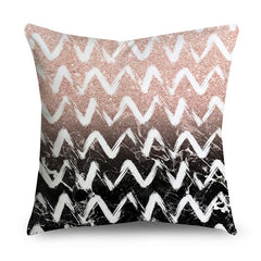 Rose Gold Polyester Pillow Cover with Black Gold Design