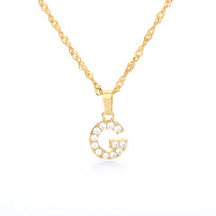 Wholesale Gold Zircon Letter Pendant Necklace 18K Chain