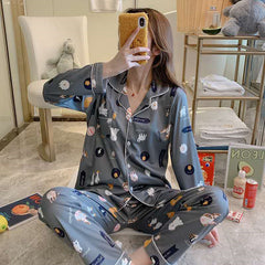 Cute Women's Long Sleeve Pajama Set for Home Wear