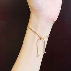 Korean 18K Gold Simple Snake Chain Bracelet, Adjustable