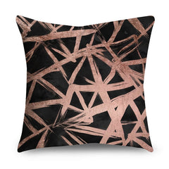 Rose Gold Polyester Pillow Cover with Black Gold Design