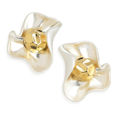 Frigotine Chunky Gold Flower Stud Earrings for Women Trendy Statement Vintage Geometric Irregular Textured Lightweight Hypoallergenic Earing Prom Fashion Jewelry Gift