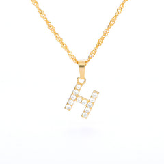 Wholesale Gold Zircon Letter Pendant Necklace 18K Chain