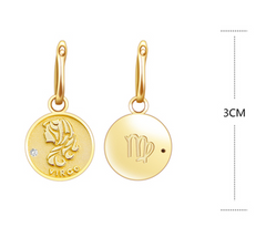 S925 Silver Zodiac Coin Necklace with 14K Gold Chain