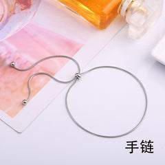 Korean 18K Gold Simple Snake Chain Bracelet, Adjustable