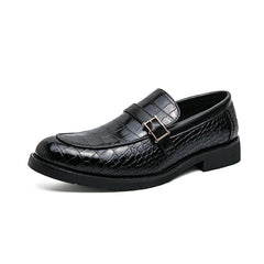 British Style Buckle Pointed Leather Shoes for Men