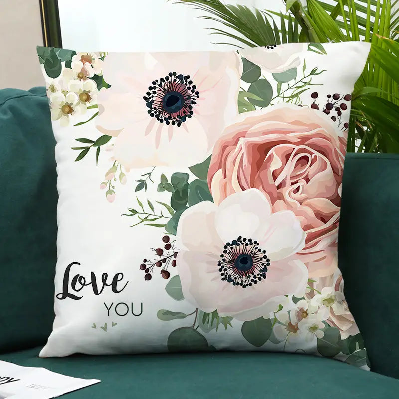 Beautiful Flower Pillow Cover for Home, 18x18in