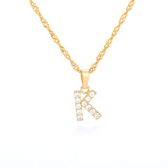 Wholesale Gold Zircon Letter Pendant Necklace 18K Chain