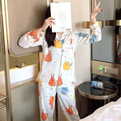 Cute Women's Long Sleeve Pajama Set for Home Wear