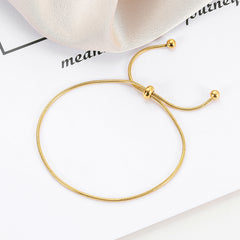 Korean 18K Gold Simple Snake Chain Bracelet, Adjustable