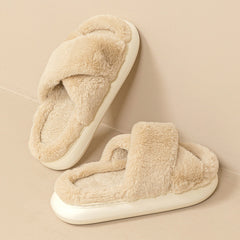 Fashion Cross Fluffy Slippers