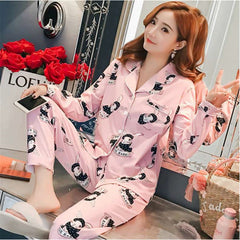 Cute Women's Long Sleeve Pajama Set for Home Wear