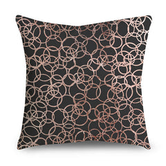 Rose Gold Polyester Pillow Cover with Black Gold Design