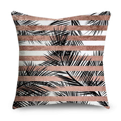Rose Gold Polyester Pillow Cover with Black Gold Design