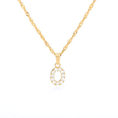 Wholesale Gold Zircon Letter Pendant Necklace 18K Chain