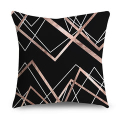 Rose Gold Polyester Pillow Cover with Black Gold Design