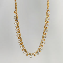 18K Gold-Plated Tassel Zircon Cuban Chain Necklace