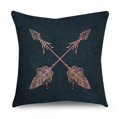 Rose Gold Polyester Pillow Cover with Black Gold Design