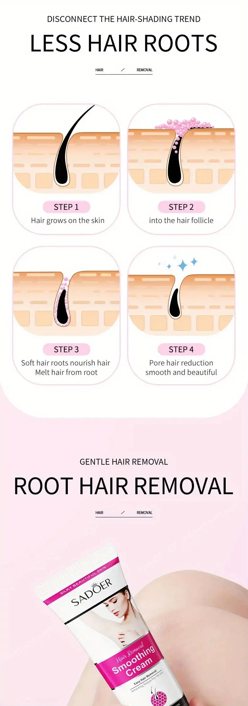 Painless Hair Removal Cream for Women - Sensitive Formula