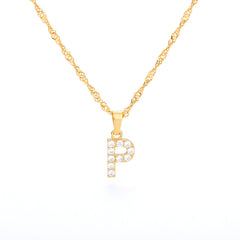 Wholesale Gold Zircon Letter Pendant Necklace 18K Chain
