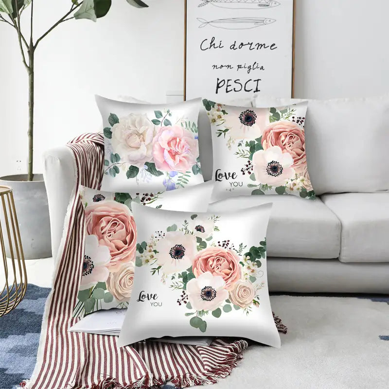 Beautiful Flower Pillow Cover for Home, 18x18in