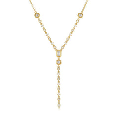 18K Gold-Plated Tassel Zircon Cuban Chain Necklace
