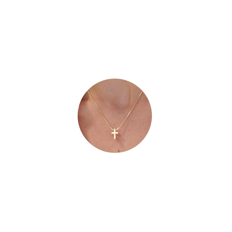 Txdvbls Gold Necklace for Women Dainty 14k Gold Plated Necklace with Cross Pendant Box Chain Gold Cross Necklace for Women