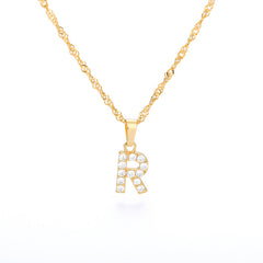 Wholesale Gold Zircon Letter Pendant Necklace 18K Chain