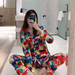 Cute Women's Long Sleeve Pajama Set for Home Wear