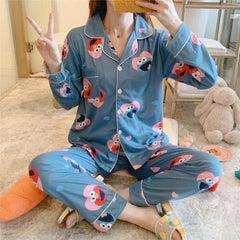Cute Women's Long Sleeve Pajama Set for Home Wear