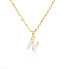 Wholesale Gold Zircon Letter Pendant Necklace 18K Chain
