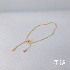 Korean 18K Gold Simple Snake Chain Bracelet, Adjustable