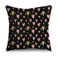 Rose Gold Polyester Pillow Cover with Black Gold Design