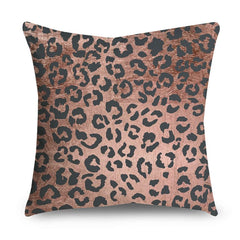 Rose Gold Polyester Pillow Cover with Black Gold Design