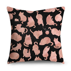 Rose Gold Polyester Pillow Cover with Black Gold Design