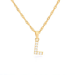 Wholesale Gold Zircon Letter Pendant Necklace 18K Chain