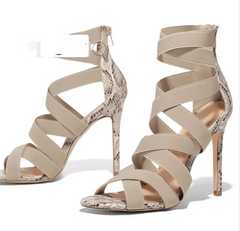 Transparent Strap High Heels with Elastic Bands