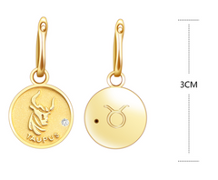 S925 Silver Zodiac Coin Necklace with 14K Gold Chain