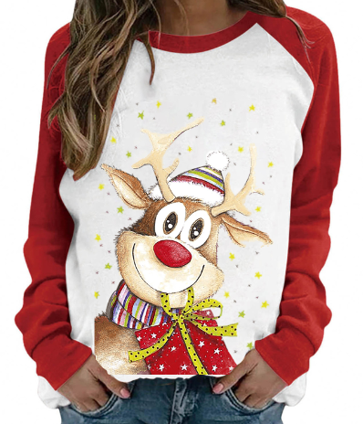 Casual Women's Long-sleeve Printed Pullover Sweater