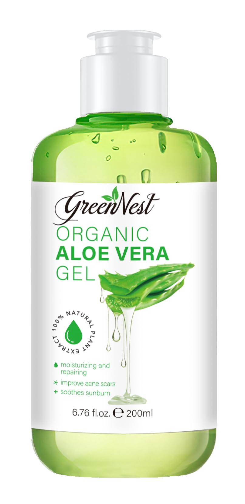 Aloe Vera Gel for Face Skin Hair | 100% Organic aloe | Moisturizer Hair gel Aftershave | Skin care | Paraben Free Soothes Damaged Skin Relief from Sunburn and burn Calming Nourishing.