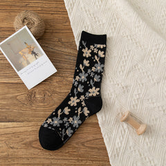 Retro Floral High Tube Ladies' Socks (Small Size)