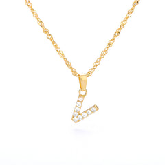 Wholesale Gold Zircon Letter Pendant Necklace 18K Chain