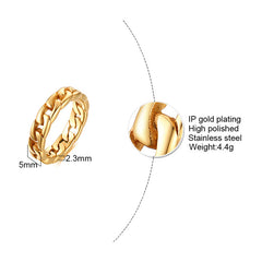 Trendy 18K Gold-Plated Stainless Steel Chain Ring